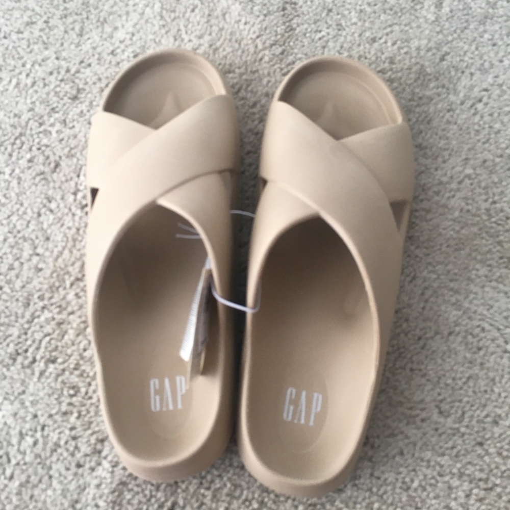 GAP Beige Crisscross Slide Sandals - Picture 8 of 12
